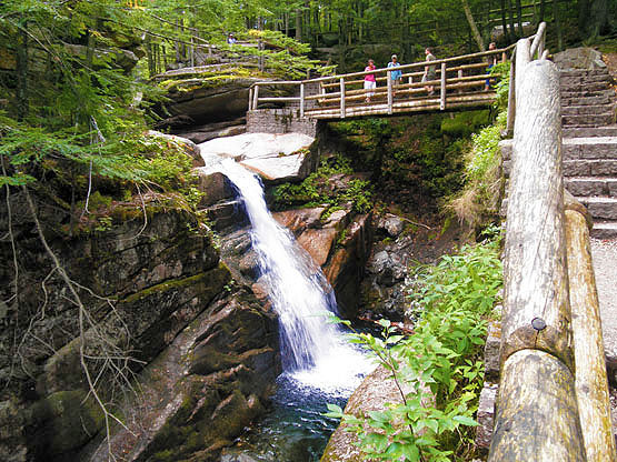 Sabbaday Falls Bridge, Sabbaday Waterfall, White Mountains, Waterville Valley, NH, New Hampshire